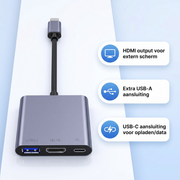 DM USB-C naar HDMI Adapter - 4K USB-C Hub - HDMI Splitter met USB Poorten
