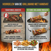 Oneproduct BBQ Grillmand met Houten Handvat - Grillrooster voor Groente, Vis & Vlees - BBQ Accessoires