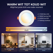 OneProduct Slimme RGB Inbouwspot 10W - Wifi & Bluetooth - Wit