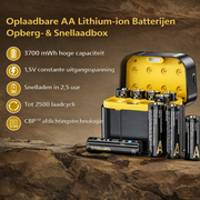 Perfect Speed Oplaadbare Batterijen Set - AA & AAA Batterijen incl. Oplader - Lithium Ion - USB-C - Batterij Box