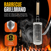Oneproduct BBQ Grillmand met Houten Handvat - Grillrooster voor Groente, Vis & Vlees - BBQ Accessoires