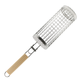 Oneproduct BBQ grillmand met houten handvat voor groente vlees en vis
