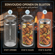Oneproduct BBQ Grillmand Set - 2 Grillmandjes incl. Draaihaken & Grillvorkjes - BBQ Accessoires