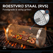 Oneproduct BBQ Grillmand Set - 2 Grillmandjes incl. Draaihaken & Grillvorkjes - BBQ Accessoires
