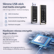 Perfect Speed USB Stick 64GB met Pincode - USB 3.2 Beveiligde Flash Drive - zilver / zwart