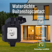 Oneproduct Buiten Stopcontact IP66 Zwart - Waterdichte Tuincontactdoos voor Buiten