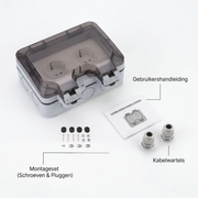 Oneproduct Dubbel Buitenstopcontact IP66 Grijs - Waterdichte Wandcontactdoos voor Buiten