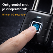 Oneproduct Smart Hangslot met Vingerafdruk - Bluetooth Fietsslot - IP67 Waterdicht - Tuya Smart Life