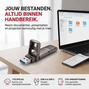 DM USB Stick 1TB bij laptop en smartphone