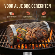Oneproduct BBQ Grillmand Set - 2 Grillmandjes incl. Draaihaken & Grillvorkjes - BBQ Accessoires