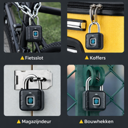 Oneproduct Smart Hangslot met Vingerafdruk - Bluetooth Fietsslot - IP67 Waterdicht - Tuya Smart Life