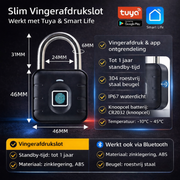 Oneproduct Smart Hangslot met Vingerafdruk - Bluetooth Fietsslot - IP67 Waterdicht - Tuya Smart Life