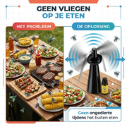 ByeByeFly Vliegen Verjager - Muggen & Wespen Verjager - 3-in-1 voor BBQ & Buiten - Inclusief Citronella Olie
