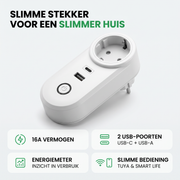 Oneproduct smart plug 16A met USB-C, USB-A, energiemeter en slimme bediening