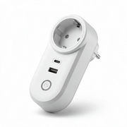 Oneproduct slimme wifi stekker 16A met USB-C, USB-A en energiemeter in wit