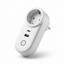 Oneproduct slimme wifi stekker 16A met USB-C, USB-A en energiemeter in wit