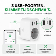 Oneproduct Slimme Stekker met USB C - 16A  Energiemeter - Wifi - Tuya & Smart Life