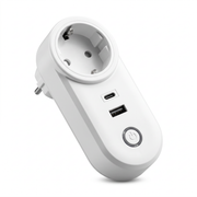 Oneproduct smart plug met USB-C en USB-A, geaard stopcontact en aan-uitknop