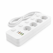 Oneproduct Stekkerdoos met USB-C - 4 Stopcontacten & 4 USB Poorten - Wit - 2 Meter Snoer