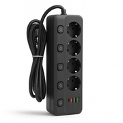 Oneproduct stekkerdoos zwart met USB-C en 4 USB poorten