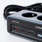 LDNIO Stekkerblok met USB-C 45W - 2 Stopcontacten & Snellader - 2 USB-C - 2 Meter Kabel