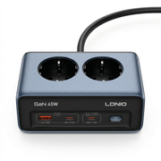 LDNIO stekkerblok met USB-C 45W snellader en 2 stopcontacten