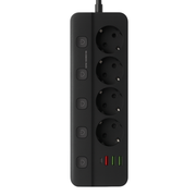 Oneproduct Stekkerdoos met USB-C - 4 Stopcontacten & 4 USB Poorten - Zwart - 2 Meter Snoer