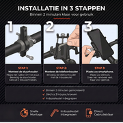 OneProduct Aluminium Telefoonhouder voor Fiets, E-bike & MTB – Zwart