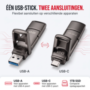 USB-C en USB-A aansluiting van DM SSD USB-stick