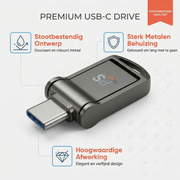 Perfect Speed Mini USB Stick 32GB - USB-C & USB-A - Compacte Dual USB Stick - Black Edition
