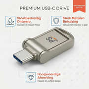 Perfect Speed USB Stick 64GB - USB-C & USB 3.0 - High Speed Flash Drive - Ultradun Metaal Design