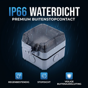 Oneproduct Buitenstopcontact IP66 Grijs – Waterdicht Stopcontact met Deksel voor Buiten